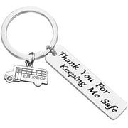 Visland Bus Driver Appreciation Gift Thank You for Keeping Me Safe School Bus Driver Keychain ,Thank You Jewelry Gifts Keyring for Driver Christmas Birthday