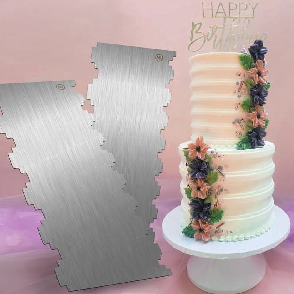 Stainless Steel Double Sided Cake Scraper, Metal Icing Smoother, Metal Cake  Comb, Cake Scraper, Buttercream Smoother, Icing Comb 