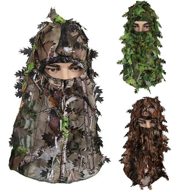 Visland Mossy Oak Camo Bucket Hats with Built-In 3D Leafy Facecover, Hunting Gear for Ghillie Suits and Bowhunting, Size: One size, A*