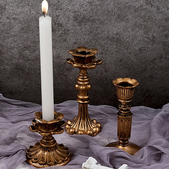 Visland Candlestick Holders , Brass Gold Candlestick Holder Set Candle Stick Holders Decorative Candlestick Stand for Wedding Party Dinning
