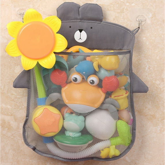 Visland Cartoon Animal Durable Bath Toys Bags PVC/Polyester Children Basket High Capacity Baby Supplies Bath Mesh Bag