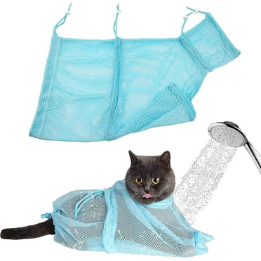 Visland Cat Bathing Bag，Puppy Dog Cleaning Shower Bag- Adjustable Anti-Bite and Anti-Scratch Polyester Soft Restraint Cat Grooming Bag for Bathing, Nail Trimming, Injection, Medicine Taking