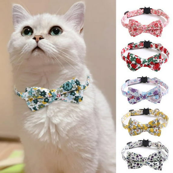 Visland Cat Collars , Lightweight Lovely Fabric Bowtie Cat Collars for Pet Kitten Cats and Small Dogs Pets