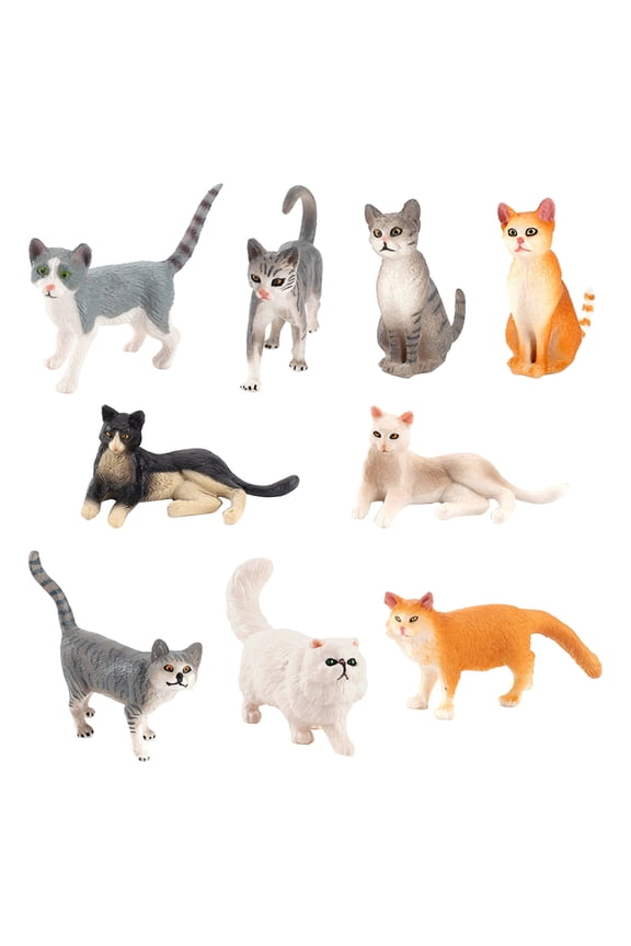Walbest Cat Figures Toy Set, Realistic Educational Small Cat Figurines Kitten Easter Eggs Cake Topper Collection Playset for Boys Girls Kids