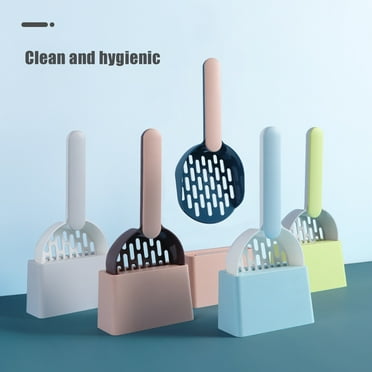 Visland Cat Litter Scoop, ABS Long Handle Hollow Design Durable Cleaning Shovel Poop Sifting Kitten Pooper Lifter with Base for Cat Kitten