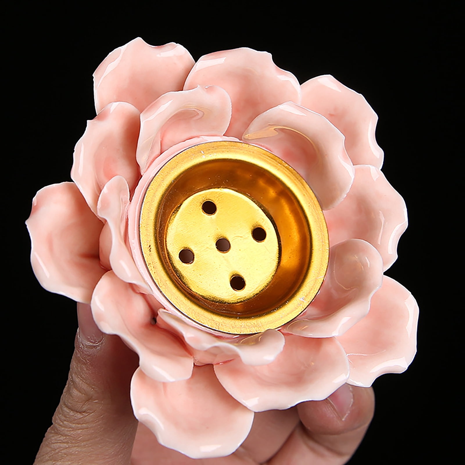 Visland Ceramic Lotus Candle Holder Handmade Petals Style Flower Tea ...