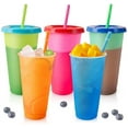 thumbnail image 1 of Visland Changing Cups Blank Cups 24oz Reusable Tumbler with Lids and Straws,BPA Free Reusable Plastic Cold Drink Cups with Lids and Straws, Smoothie Cups,Party Cups, 1 of 6
