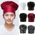 thumbnail image 1 of Visland Chef Hat Solid Color Reusable Men Women Simple Flat Top Chef Cap for Cook Work, 1 of 3