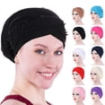 thumbnail image 1 of Visland Chemo Cancer Head Hat Cap Ethnic Bohemia Pre-Tied Twisted Braid Hair Cover Wrap Turban Headwear, 1 of 2