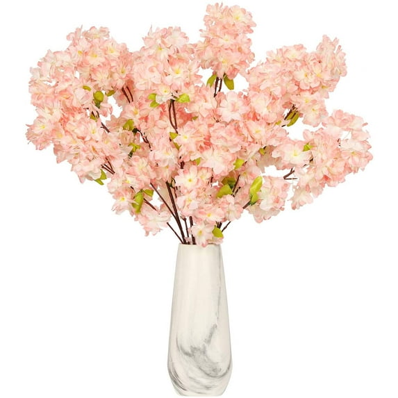 Visland Cherry Blossom Flowers Artificial Silk Cherry Blossom Branches for Home Garden Wedding Party Event Spring Decor