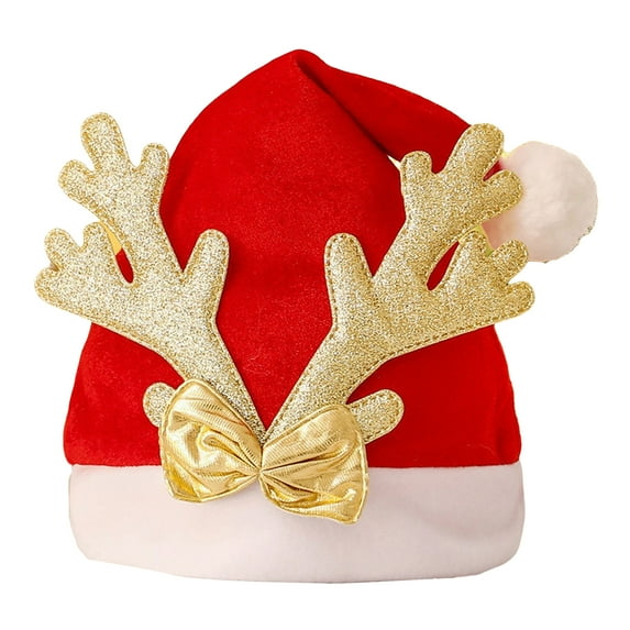 Visland Christmas Hat Cute Cartoon Stretchy Plush Ball Snowman ElK Santa Claus Hat Party Supplies for Adults Kids