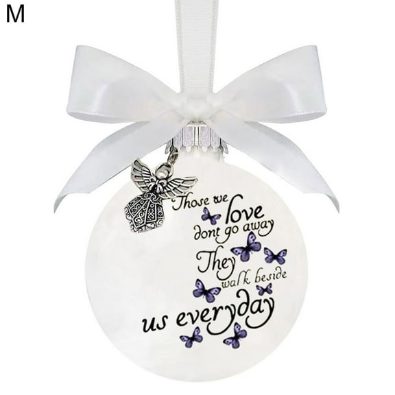 Visland Christmas Ornaments Feather Ball, Memorial Christmas Ornament Sympathy Gift, Angels in Heaven Memorial Ornament Pendant Xmas Tree Decor
