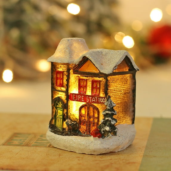 Visland Christmas Village - LED Lighted Christmas Village Houses with Figurines, Christmas Village Collection Indoor Room Decor - Collectible Buildings