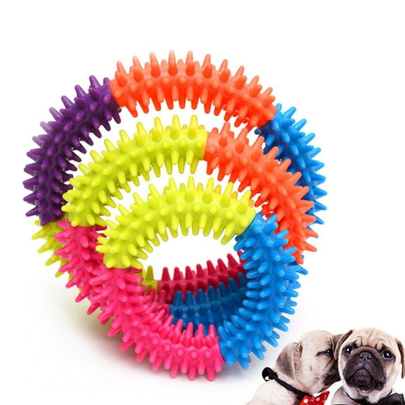 Visland Colorful Dog Chewing Ring - Soft Ring Dental Chewing Teething Biting Chasing Training Toy for Small and Medium Dog Puppy