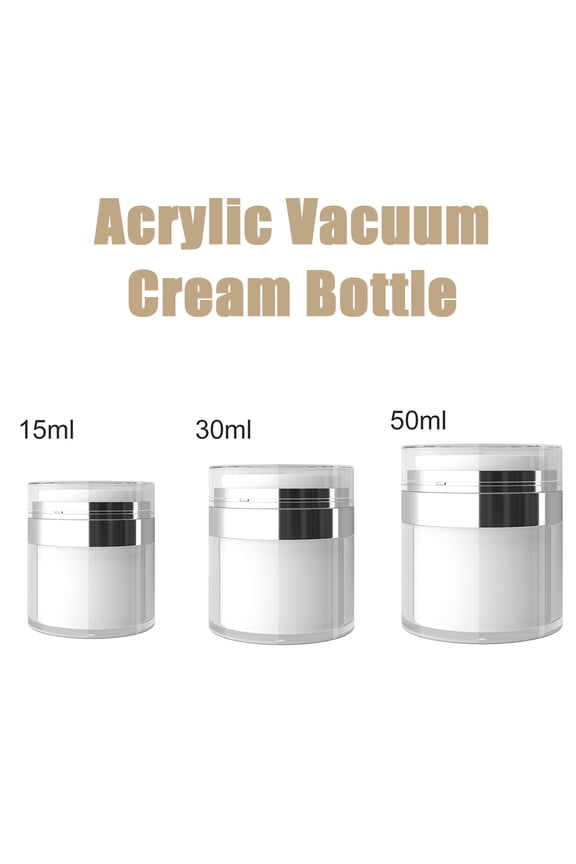 Cosmetic Container Cream Bottle, Portable Multi-use Leak-proof Acrylic Vacuum Design Travel Containers Jar for Face Cream Eye Cream Liquid Foundations Creams Oils Hand Cream (15ml/30ml/50ml)