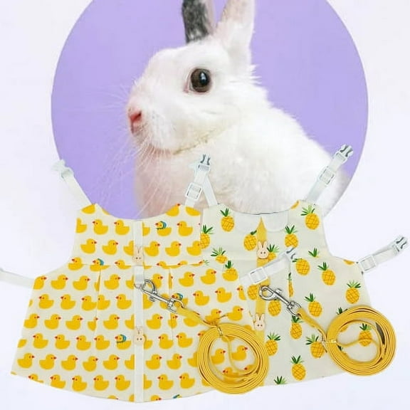 Visland Cute Rabbit Harness Set, Bunny Rabbit Dress Clothes Walking Harness Vest Escape Proof Pet Supply for Rabbit Hedgehog Ferret Guinea Pig Piggy Squirrel