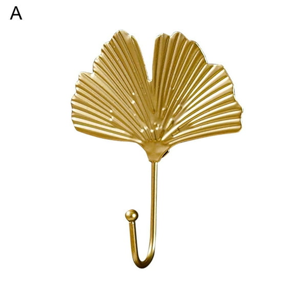 Visland Decorative Leaves Iron Hooks Plant Modern Key Holder Wall Mounted Single Prong Coat Hanger for Hallways, Living Room