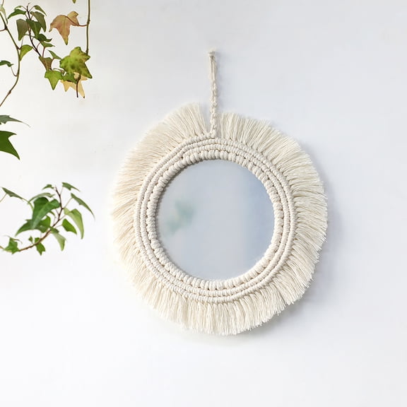 Visland Decorative Hanging Mirror Woven Fringe Elegant Bohemia Style Tapestry Mirror Home Decor 
