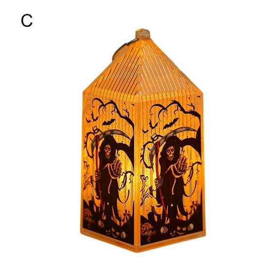 Visland Desktop Lantern Portable Pumpkin/Witch/Skeleton/Scarecrow Battery Powered Mini Kindergarten Gifts Halloween Kids LED Night Lamp for Party