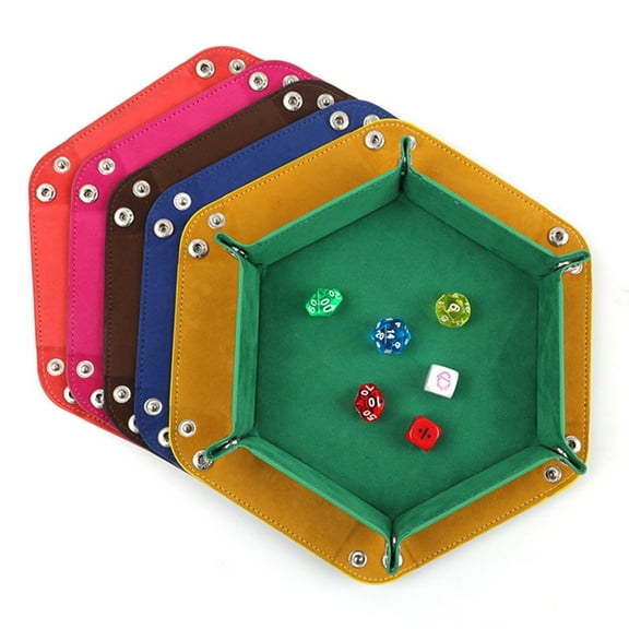 Visland Dice Tray PU Leather Dice Trays Folding Hexagon Dice Holder Tray for Dice Games Like RPG, DND and Other Table Games