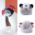 thumbnail image 1 of Visland Dog Cat Plush Cap, Fashion Funny Cute Cartoon Sheep Panda Demon Shape Soft Cozy Hat Pet Costume Accessory Headwear for Puppy Kitten Christmas Halloween Party Daily Wear, 1 of 8