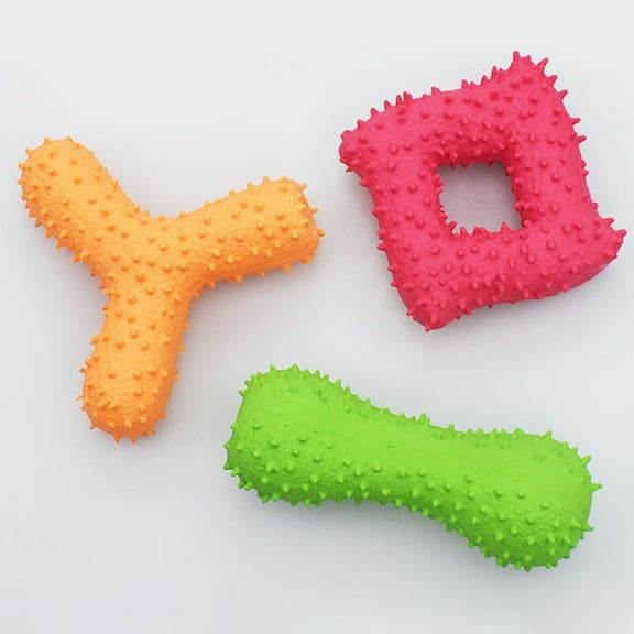 Visland Dog Chew Toy Flat Bones Shape Squeaky, Durable Natural Rubber Dog Teeth Cleaning Toothbrush for All Aggressive Chewers Small/Medium/Large Dogs Puppy