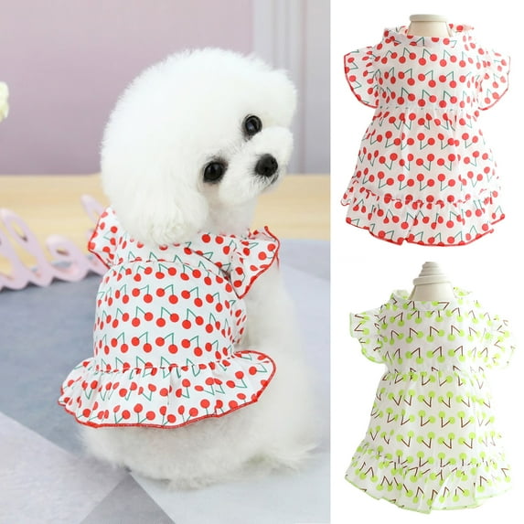 Visland Dog Dress High Elasticity Flower Pattern Vibrant Color Summer Small Dog Princess Cosplay Costume for Home Wear