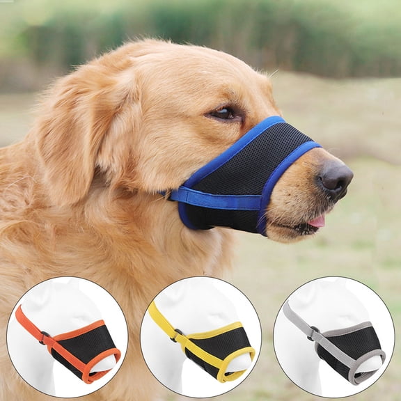 Visland Dog Mouth Cover Adjustable Breathable Mesh Dog Puppy Muzzle Pet Face Protector Pet Supplies