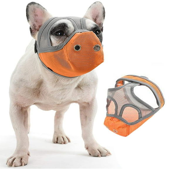 Visland Dog Muzzle Face Cover Adjustable Breathable Full Face Short Snout Bulldog Muzzle Mask for Barking Chewing Training Licking Eating Dirty Food