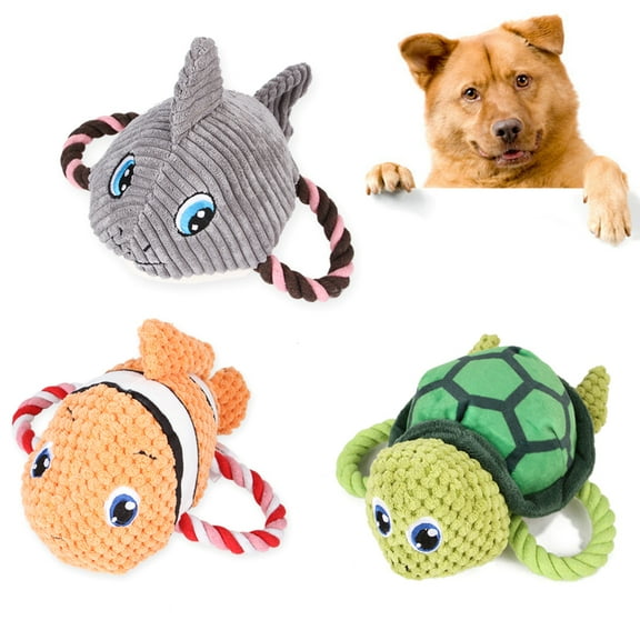 Visland Dog Toys Puppy Chew Toys Cartoon Tortoise, Shark And Clownfish Shaped Durable Dog Chew Toys For Small & Medium Breed Pet
