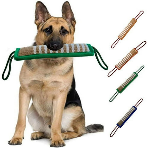 Visland Dog Tug Toy Chew Toy, Pillow Jute Bite Resistant Aggressive Molar Toy Bite Stick with Strong Rope Handles for Medium Large Dogs Teeth Cleaning Interactive Training Playing Tug of War
