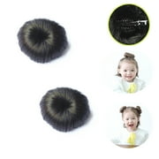 Visland Donut Chignons, Hairpiece Curly Bun Extensions Scrunchie Updo Hair Pieces Synthetic Hairpin in Messy Bun Hair Piece for Women,Kids, 2 Pcs,Natural Black