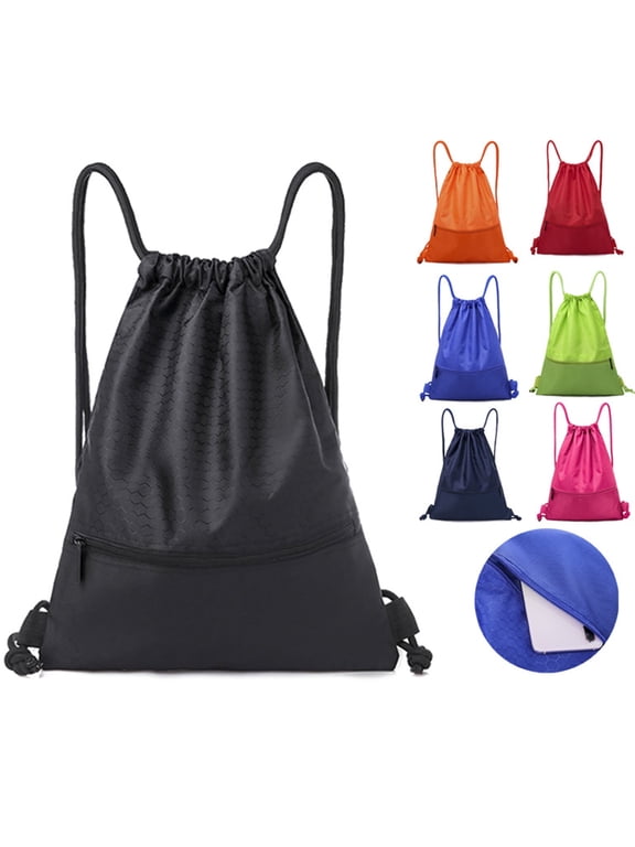 Gyouwnl Drawstring Backpack String Bag Sackpack Water Resistant Nylon for Gym Shopping Sport Yoga