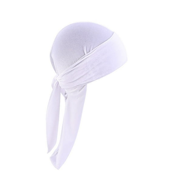 Visland Durag Cap Solid Color Ultra Soft Keep Warm Velvet Men Women Head Wrap with Long Tail for Winter