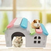 Visland Dwarf Hamsters House DIY Wooden Gerbil Hideout Mouse Sugar Glider Huts Syrian Hamster Cage Accessories Climbing Toys Small Animal Hideaway