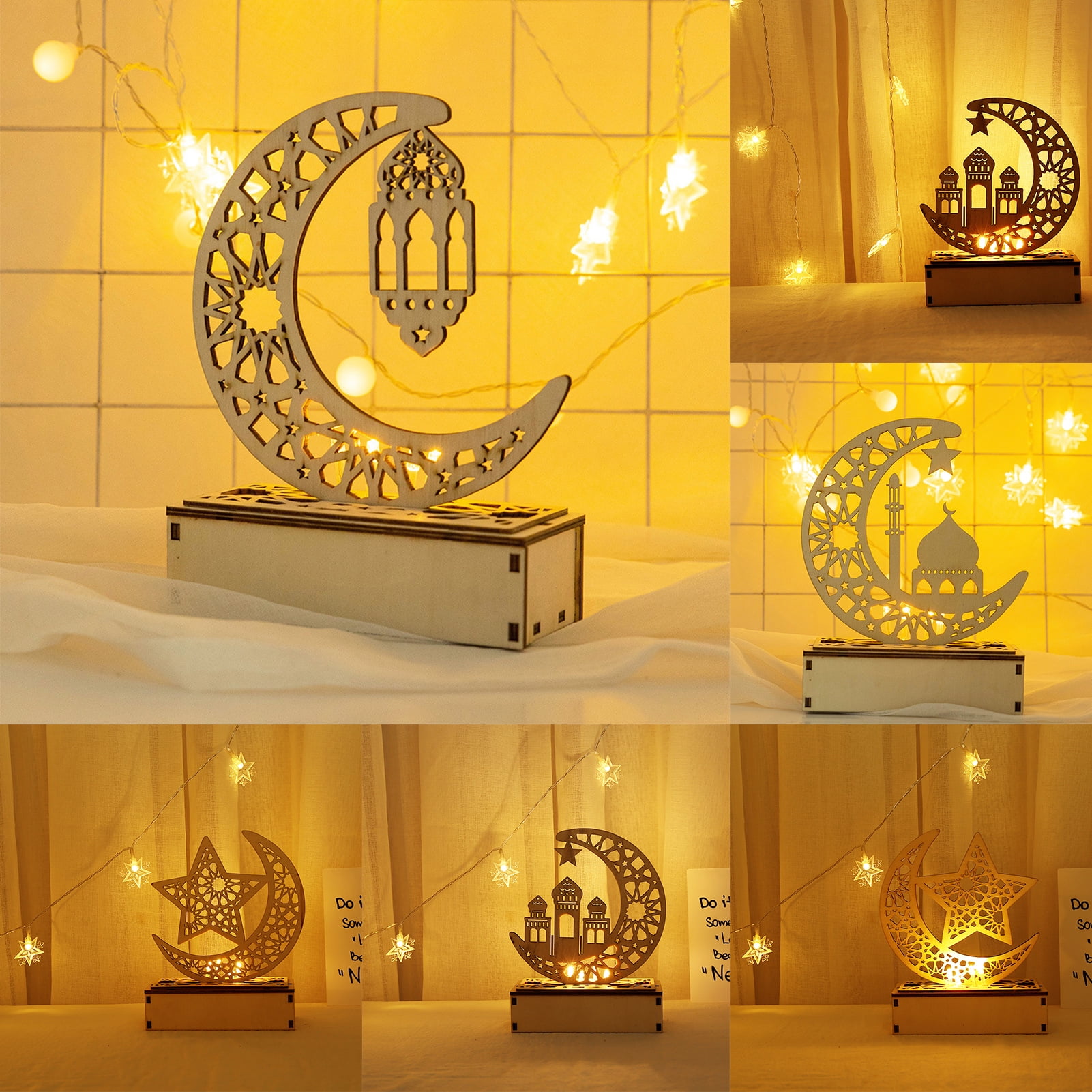 Visland EID Mubarak Wooden Pendant Ramadan Decoration Home Muslim ...