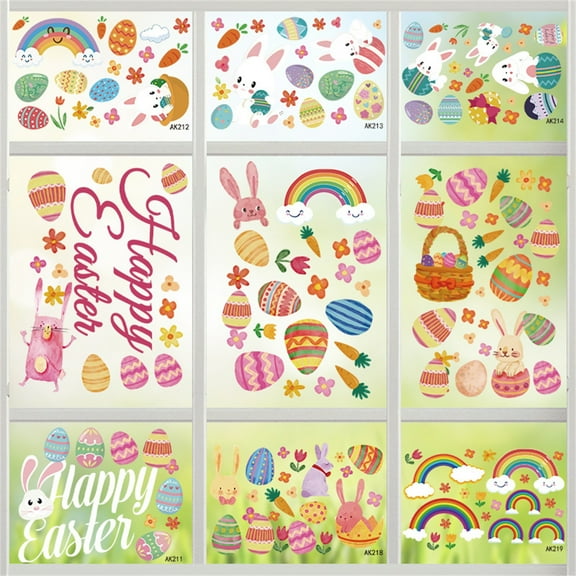 Visland Easter Window Clings,Easter Window Sticker,Easter Window Decals, Easter Window Clings Stickers for Glass Windows Decorations