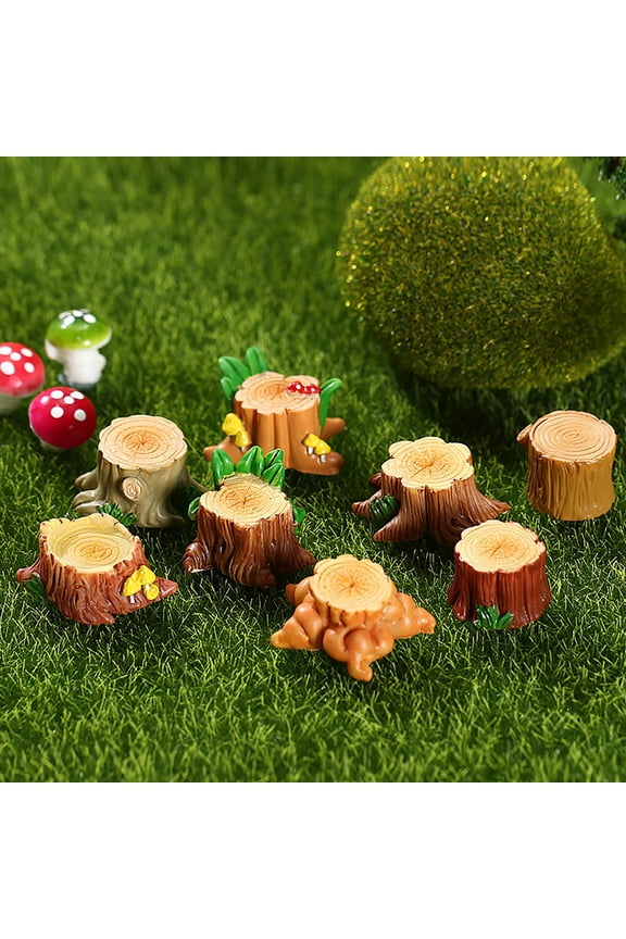 Fairy Garden Tree Stump Accessories Decorative and Cute, Resin (8 Count)