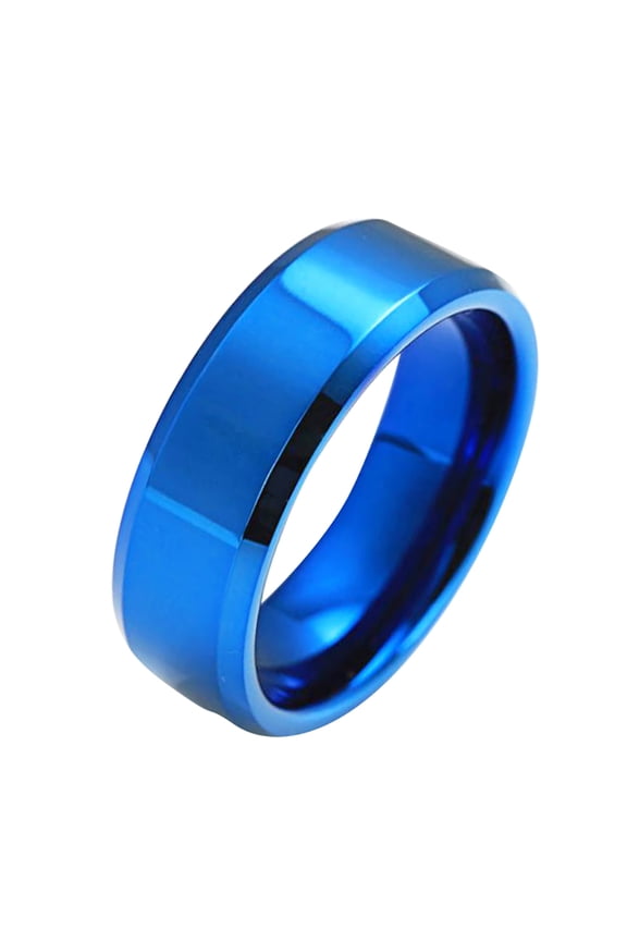 Fashion Simple Unisex Lovers Stainless Steel Mirror Finger Rings Jewelry Gifts - Blue