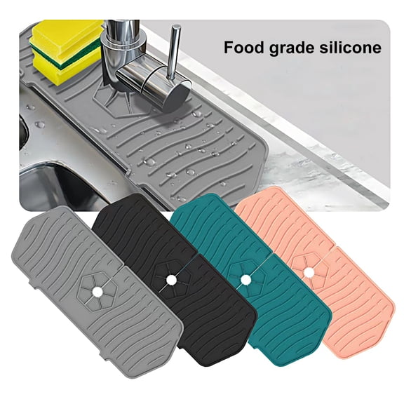 Visland Faucet Drain Pad&nbsp;Food Grade&nbsp;Waterproof&nbsp;Silicone&nbsp;Faucet Splash Water Drainer Sink Protective Mat&nbsp;Kitchen Supplies&nbsp;