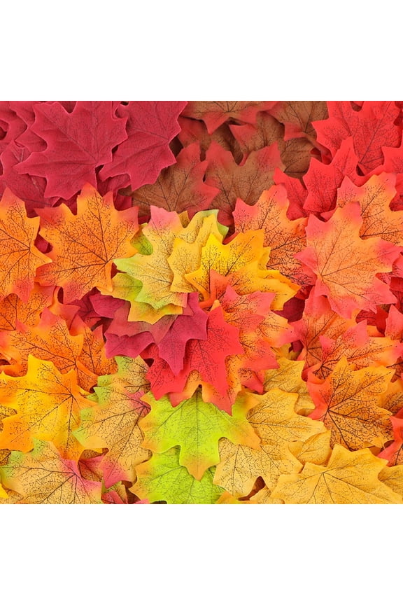 Faux Maple Leaves 8cm “Artificial” Fabric Mix Color Autumn Bouquet (100 Count)