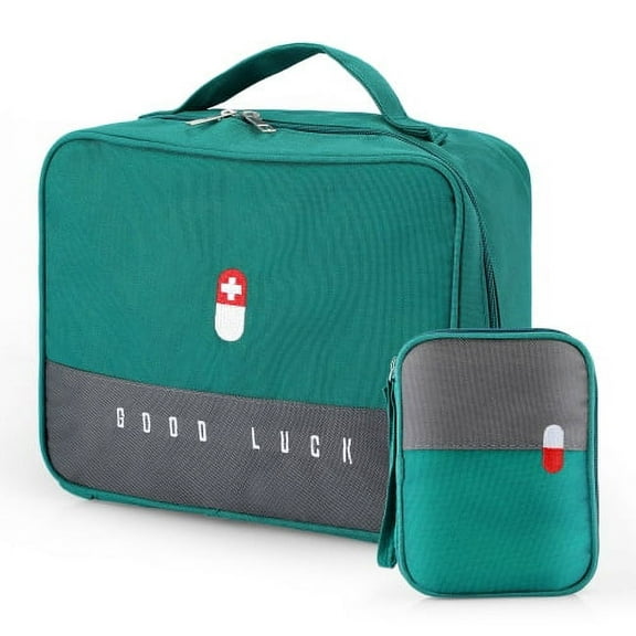 Visland First Aid Bag, Empty Emergency Treatment Medicine Bag, First Aid Kit Medical Bag, Survival Layered First Aid Box, Large Capacity Home Portable First Aid Bag