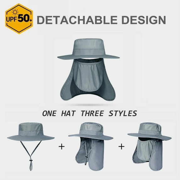 Visland Fishing Hat for Men & Women Outdoor UV Sun Wide Brim Hat with Face Cover & Neck Flap Detachable Anti scratch