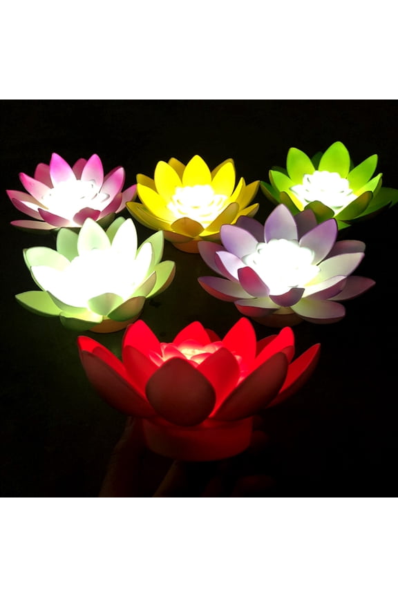 Floating Pool Lights,Lotus Flowers Lights Pool Candles,LED Pond Light Lily Pad Floating Artificial Flower Plant for Pool at Night,Battery Multi Color for Wedding Outdoor Party Garden Swimming