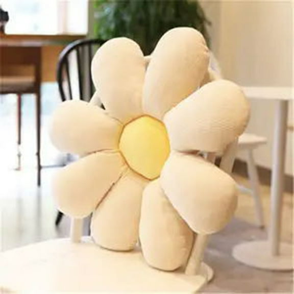 Visland Daisy Flower Shaped Floor Pillow, Flower Plush Seating Cushion Oversized Throw Cushion for Reading, Bed Room, Watching TV