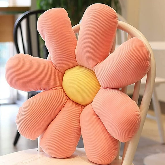 Visland Daisy Flower Shaped Floor Pillow, Flower Plush Seating Cushion Oversized Throw Cushion for Reading, Bed Room, Watching TV