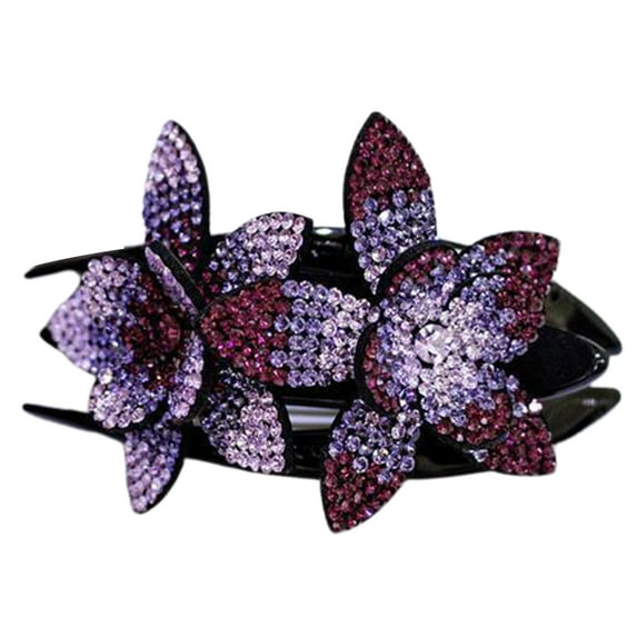 Visland Flower Style Hair Clip, Duckbill Clips with Rhinestones, Women Headdresse Barrettes, Sparkly Prom Hair Clips