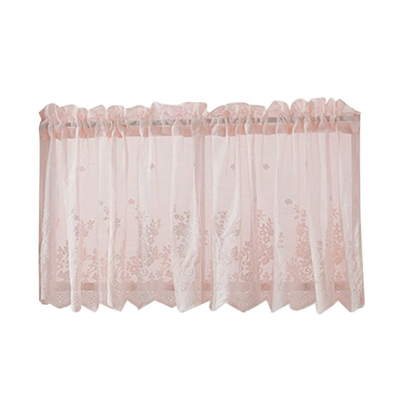 Visland Flower Valances Pastoral Embroidery Lace Valance Semi Sheer Lace Cafe Short Curtains for Bedroom Kitchen Decor Elegant Christmas Flower Leaves Kitchen Curtain