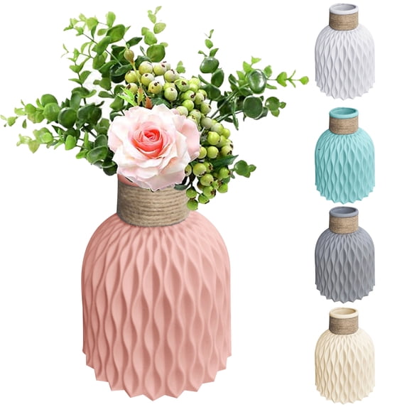 Visland Flowers Vase ,Ceramic Look Plastic Decor Vase Geometric Style Accent Vases for Home Decor, Living Room, Table, Home, Office Decor