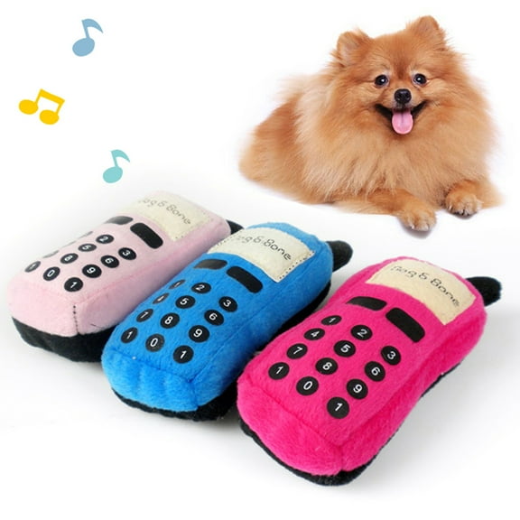 Visland Funny Dog Squeaky Toys, Cellphone Shape Dog Toy for Puppy Teething, Interactive Chew Toys for Training Dog’s Instinct, 1PC